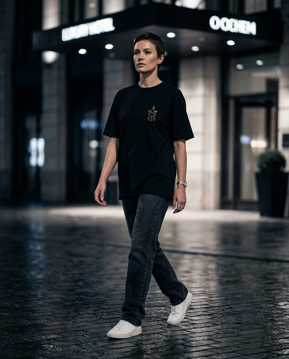 REGN Logo Tee — lifestyle editorial shot