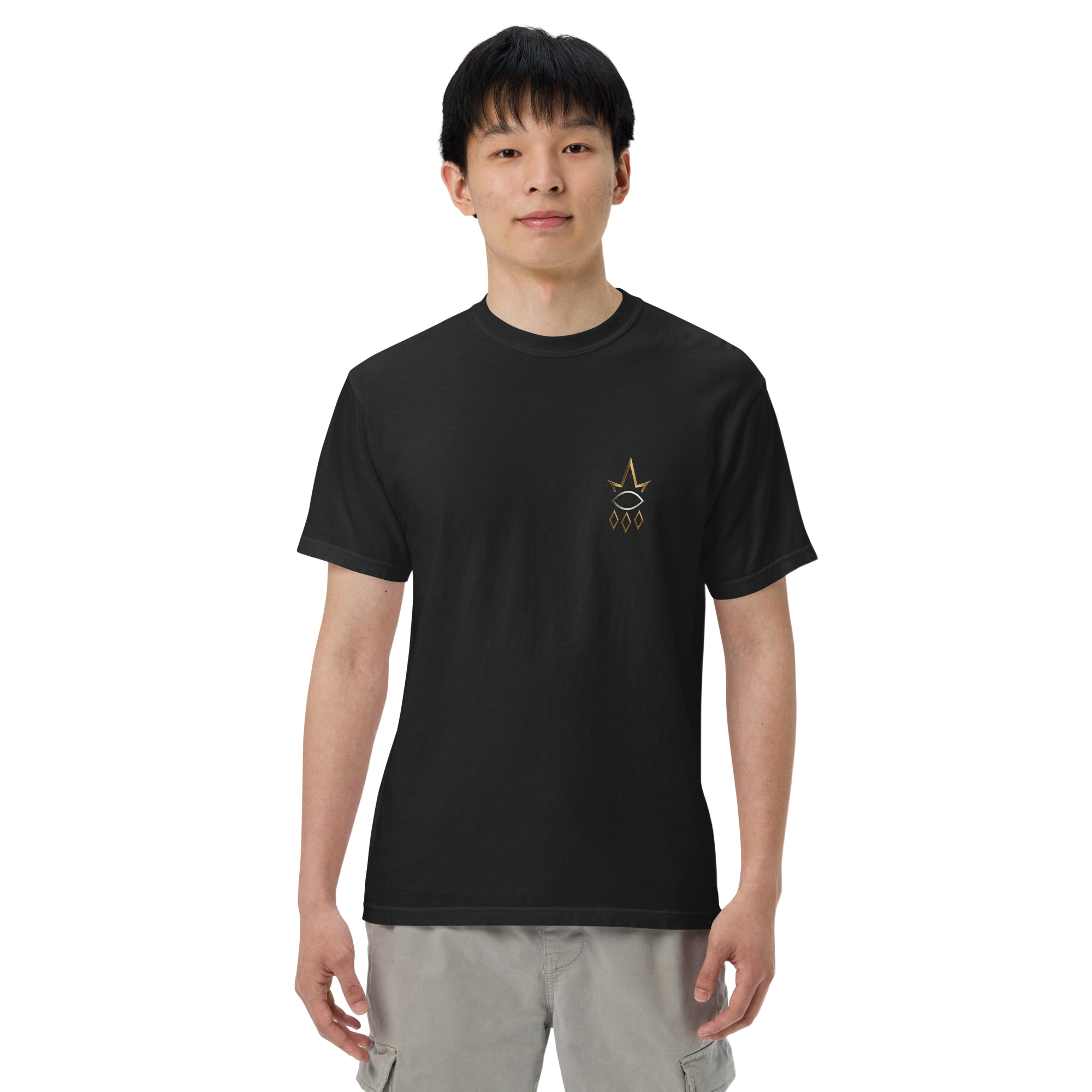 REGN Logo Tee — woman on city balcony at night